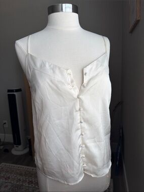 Abercrombie & Fitch Ivory Satin Button-Front Cami